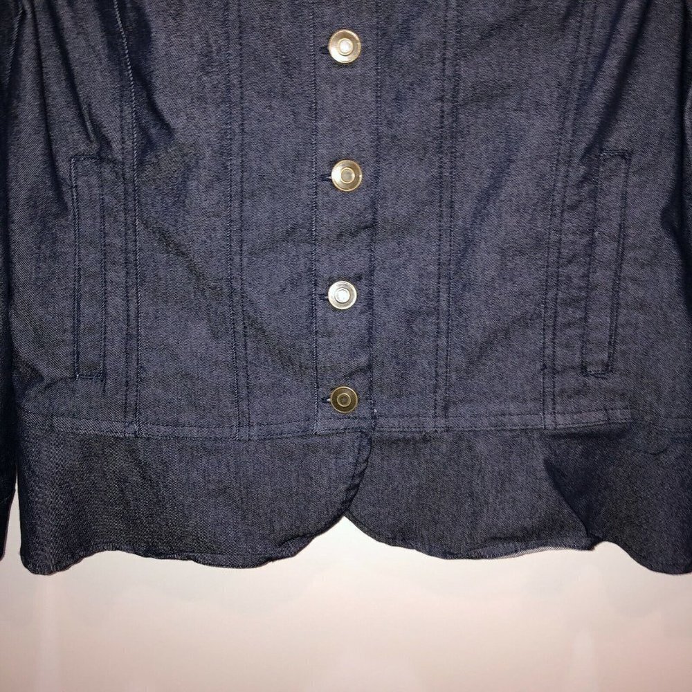 Nina Leonard Womens Small Dark Wash Long Sleeve Button Front Denim Jean Jacket - Picture 6 of 10